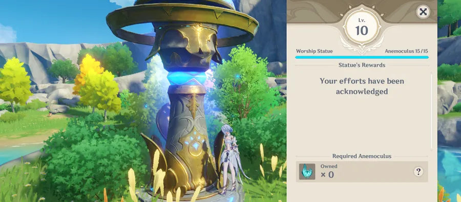 Statue of The Seven at level 10 in Genshin Impact